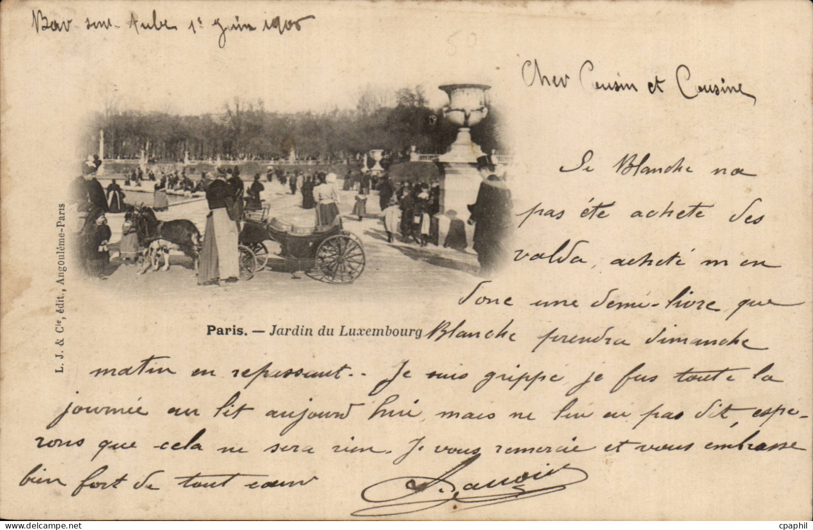 Paris CPA Jardin du Luxembourg (voiture a chevre goat)
