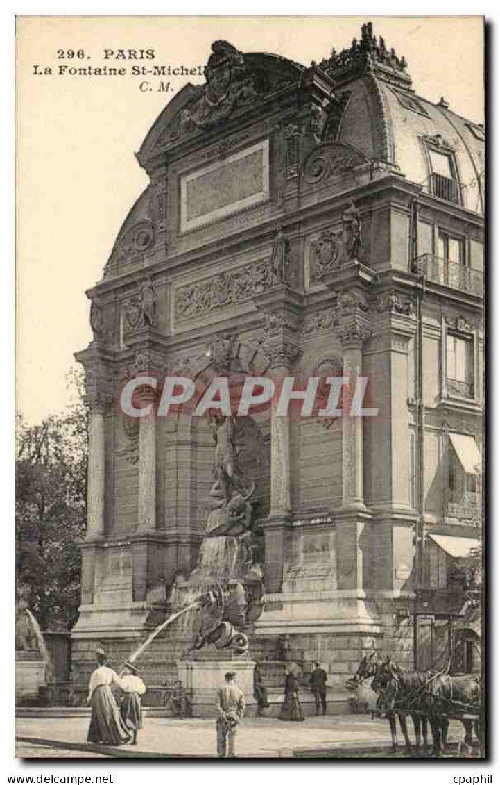 Paris CPA La fontaine Saint Michel