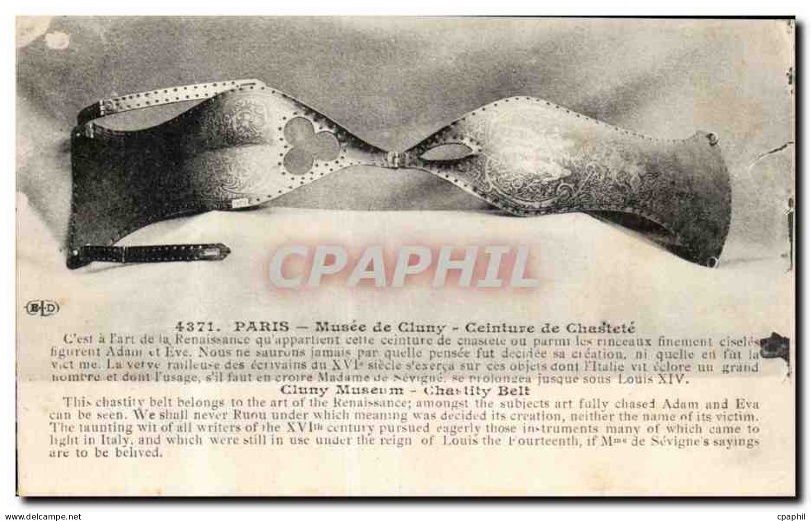 Paris CPA Musee de Cluny Ceinture de chastete
