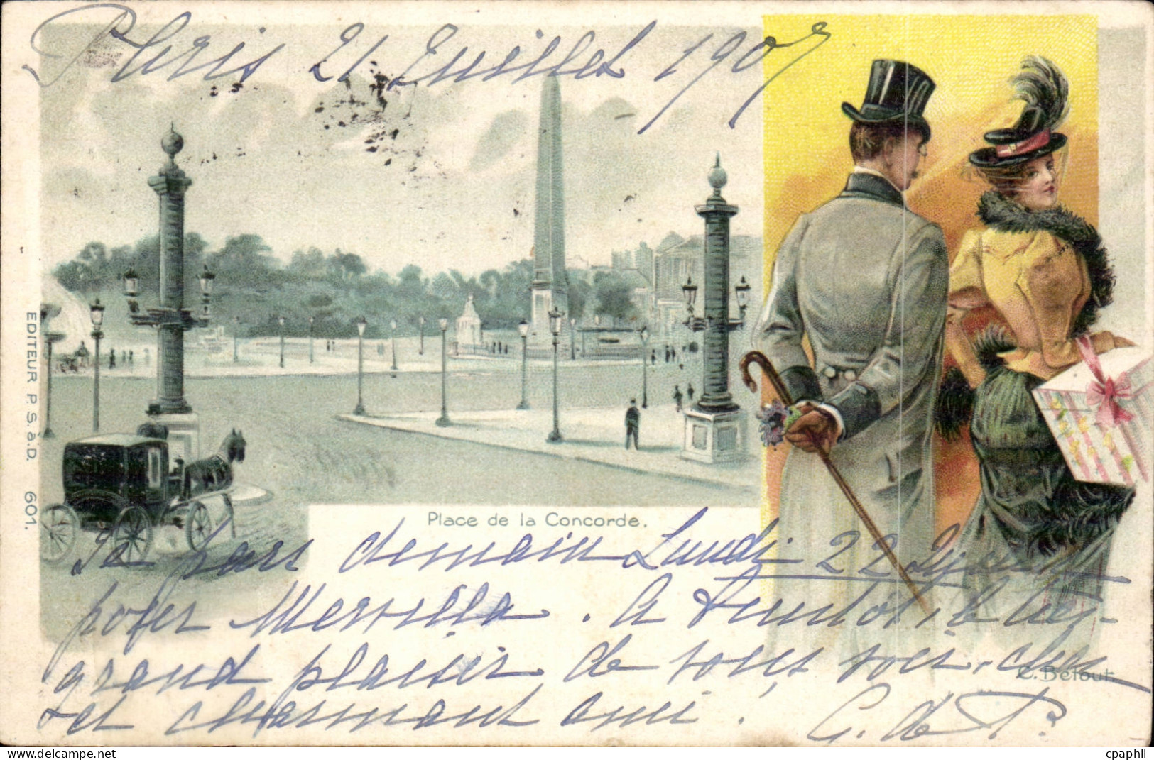 Paris CPA Place de la Concorde (homme elegante)