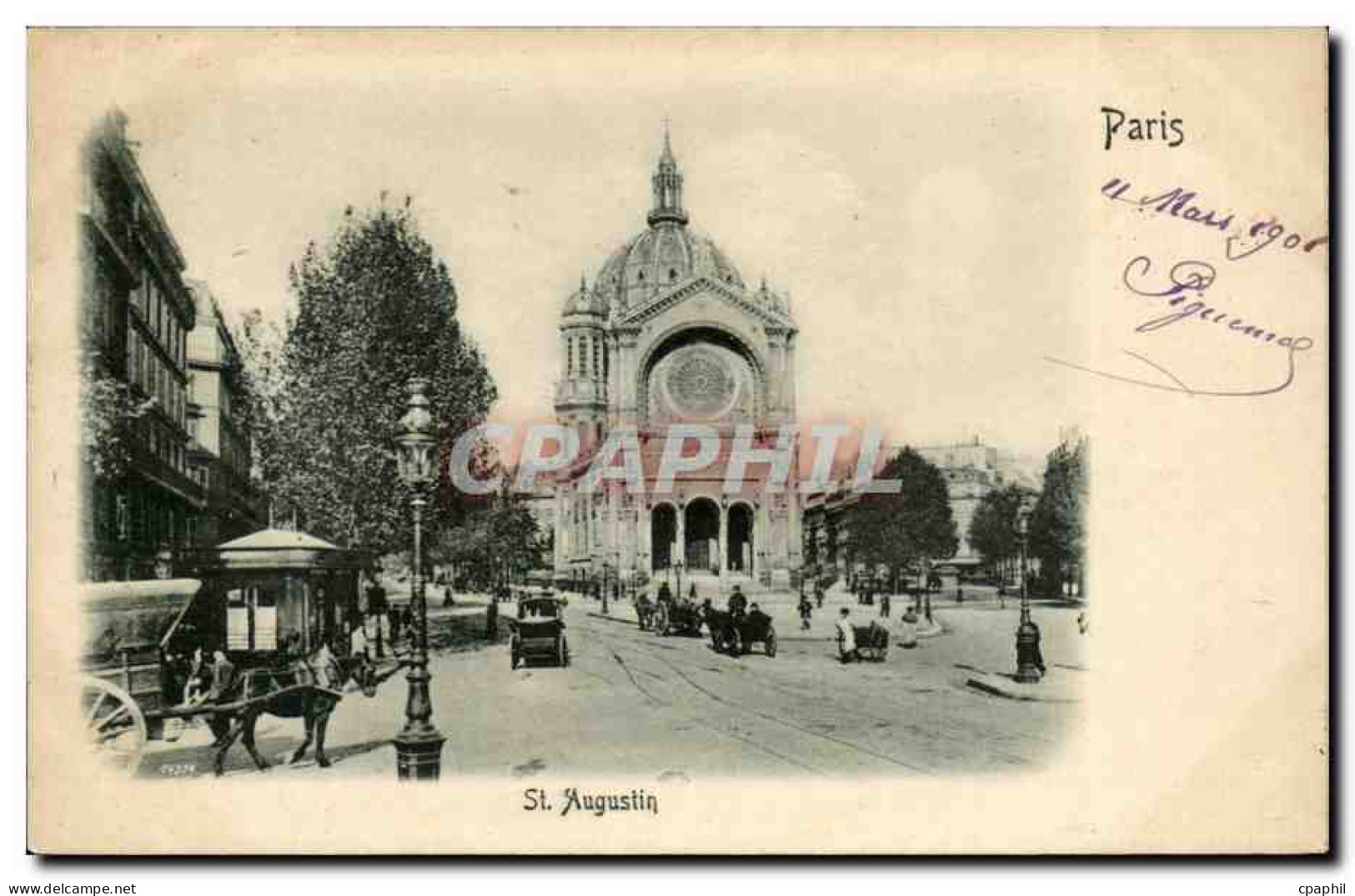 Paris CPA Saint Augustin (dessin en relief !)