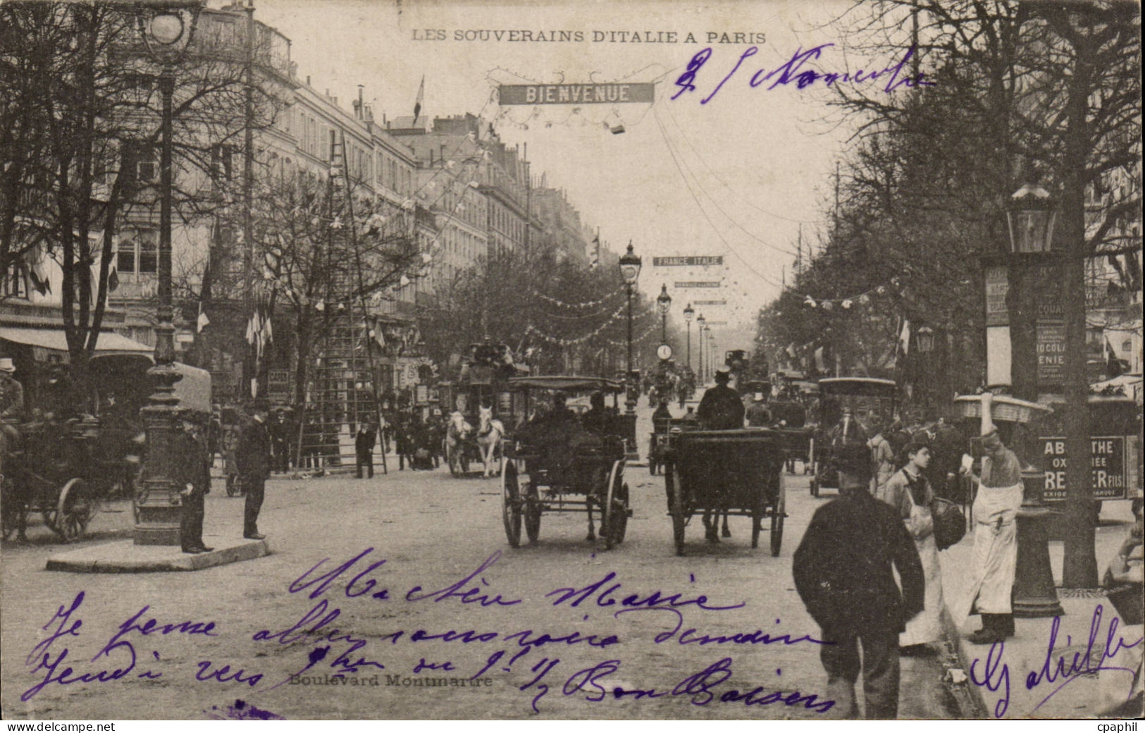 Paris CPA Souverains d' italie a Paris Boulevard de Montmartre