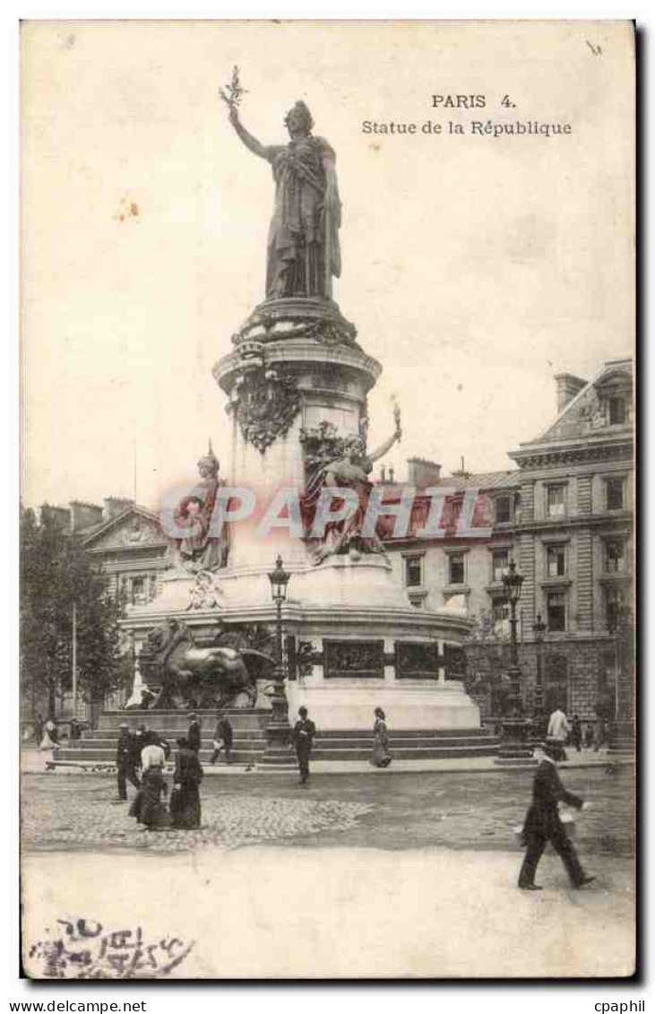 Paris CPA Statue de la Republique Lion