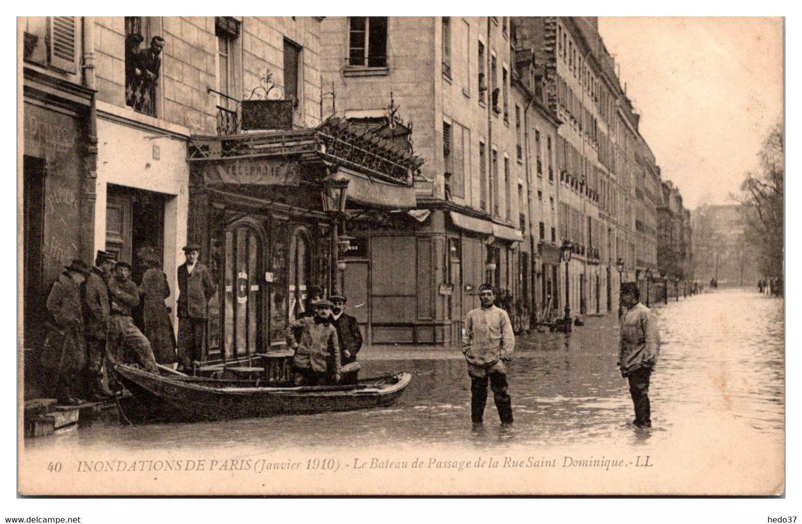 Paris - Crue de la Seine - Inondations de 1910 - Rue Saint Dominique