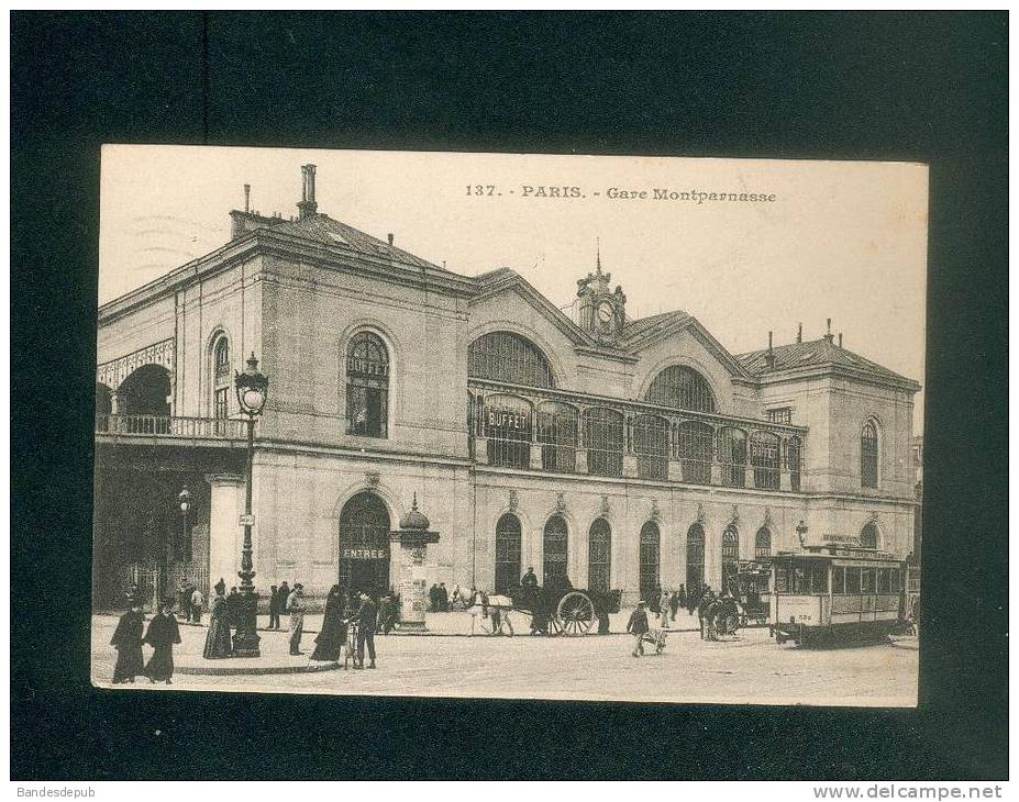 Paris - Gare Montparnasse ( animée tramway obliteration Paris XVI Place Chopin -  Pulligny - n°127)