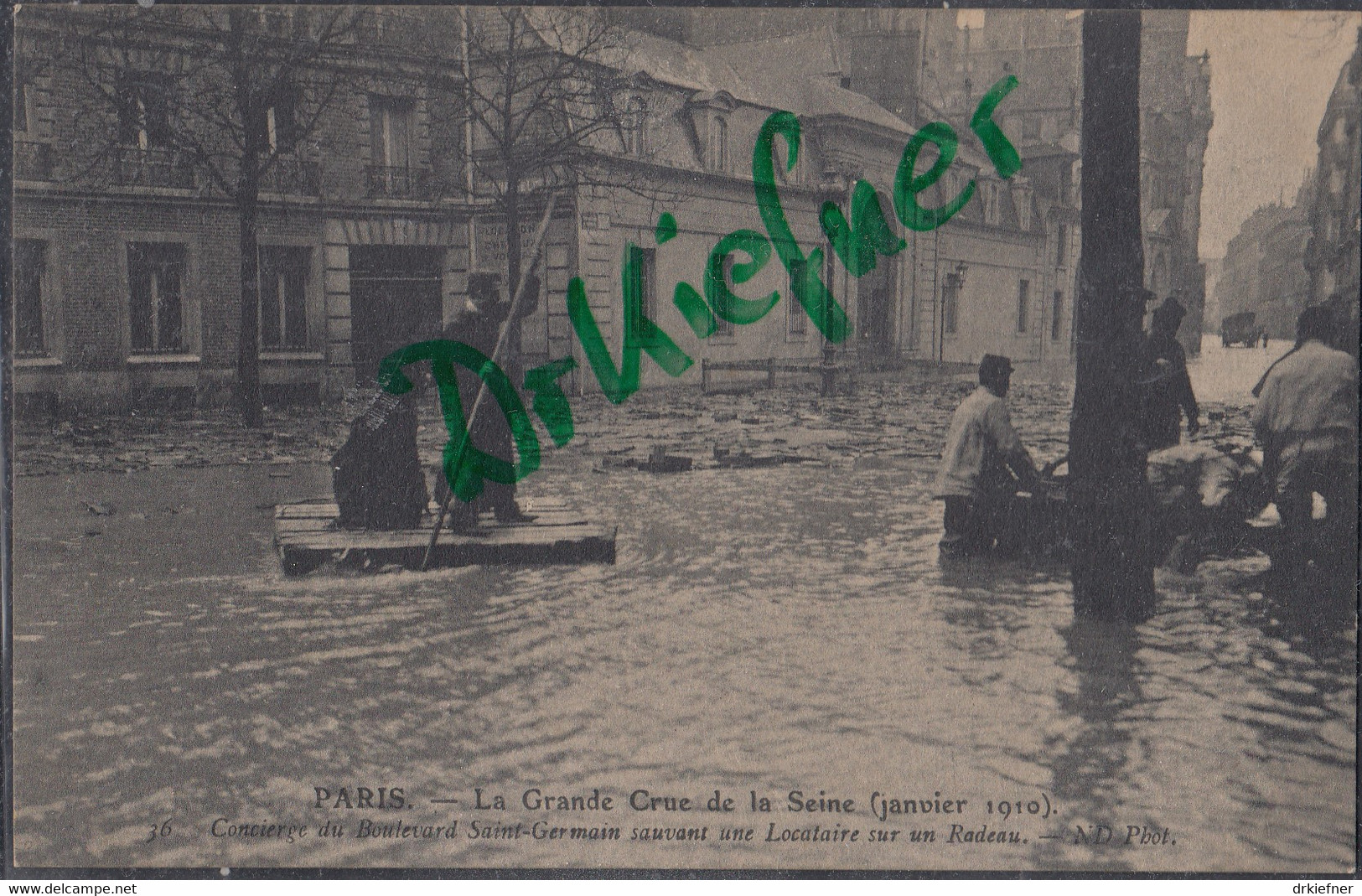PARIS, große Überschwemmung, Hochwasser von 1910, Boulevard Saint-Germain, um 1910