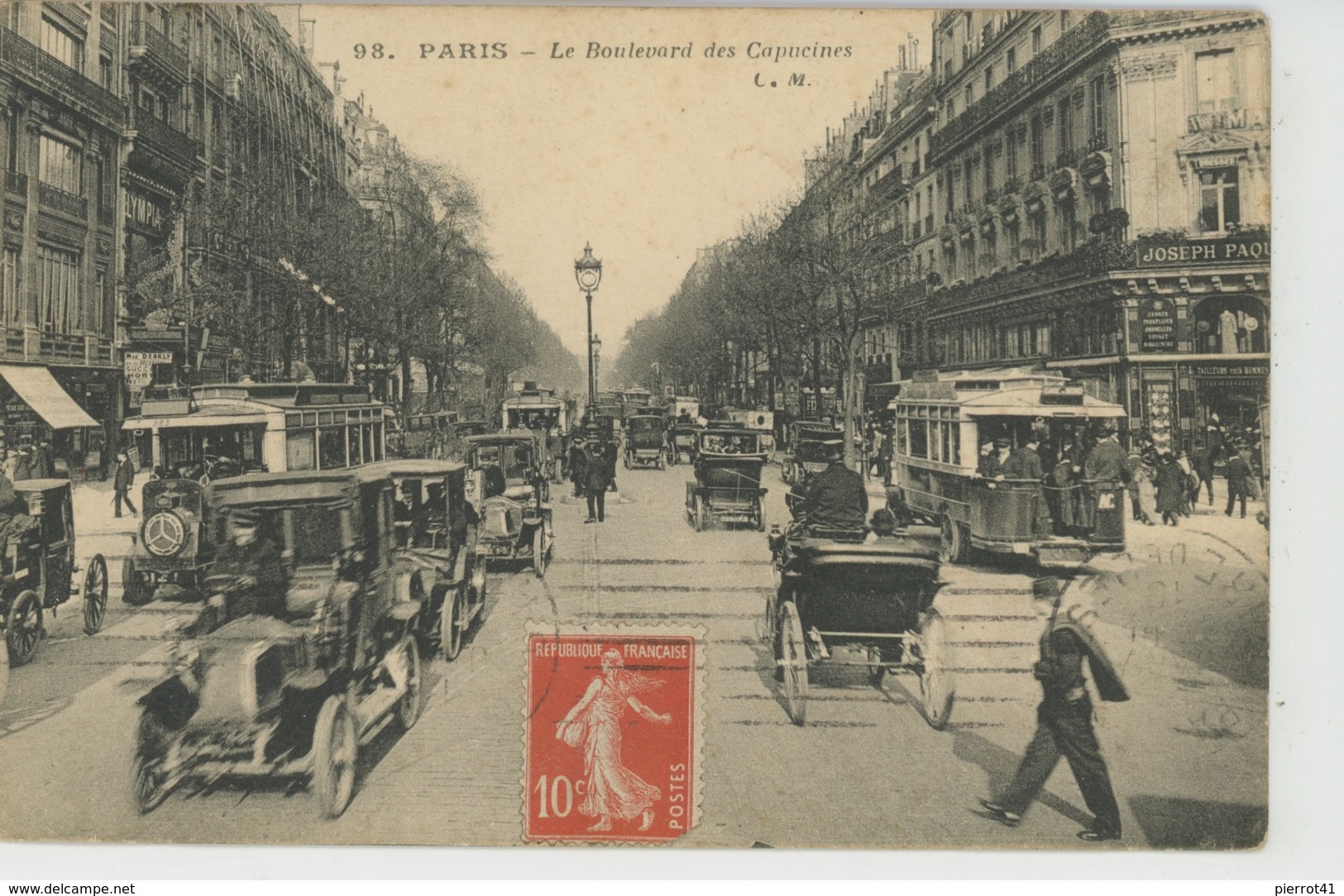 PARIS - IIème arrondissement - Le Boulevard des Capucines (automobiles et tramway )