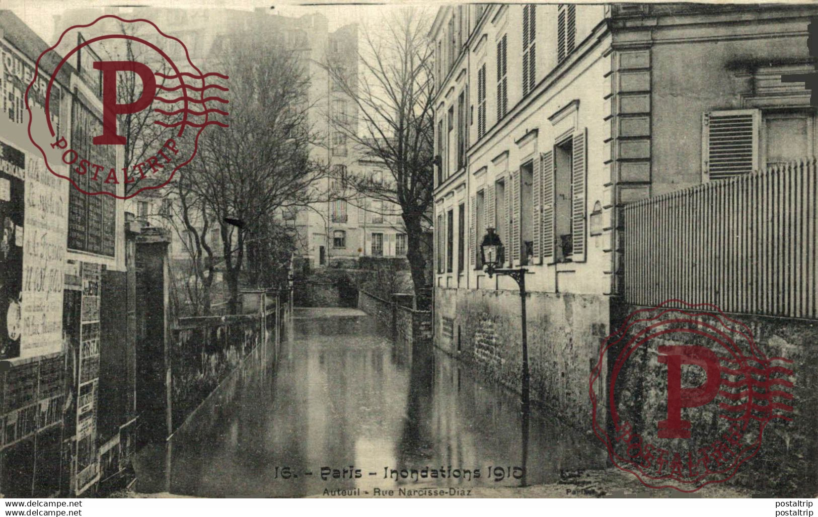 PARIS INONDATIONS 1910 AUTEUIL RUE NARCISSE DIAZ     Francia France Frankrijk
