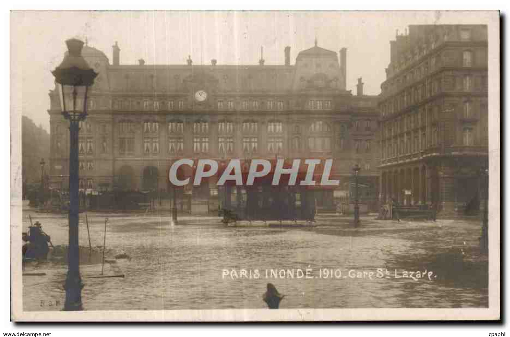 Paris - Inondations de Paris 1910 - Gare St Lazare - CPA