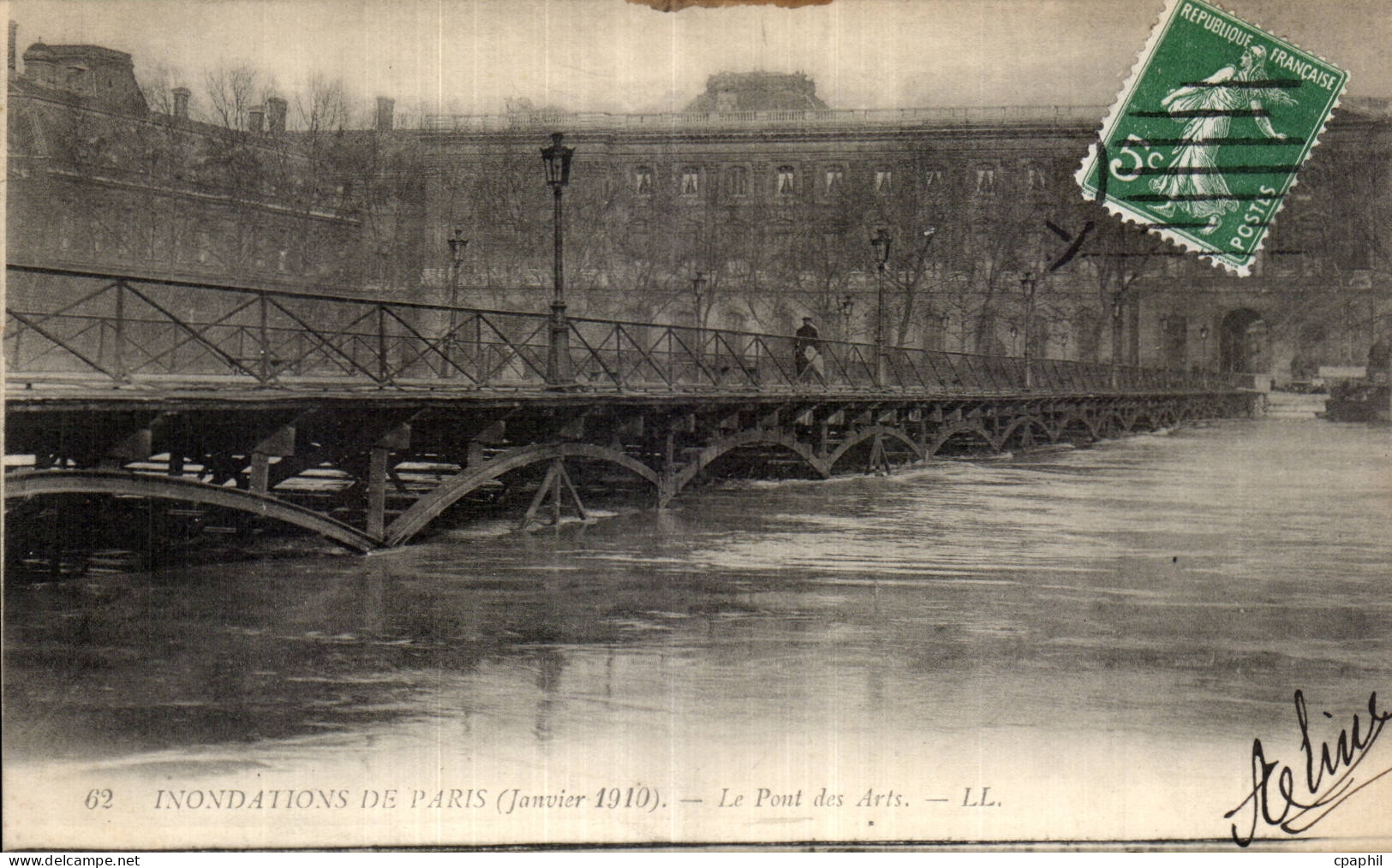 Paris - Inondations de Paris 1910 - Le Pont des Arts - CPA