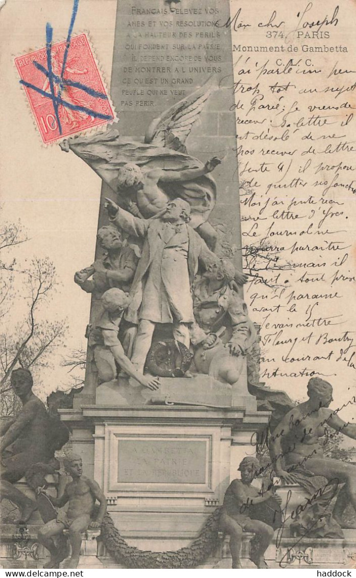 PARIS : MONUMENT DE GAMBETTA