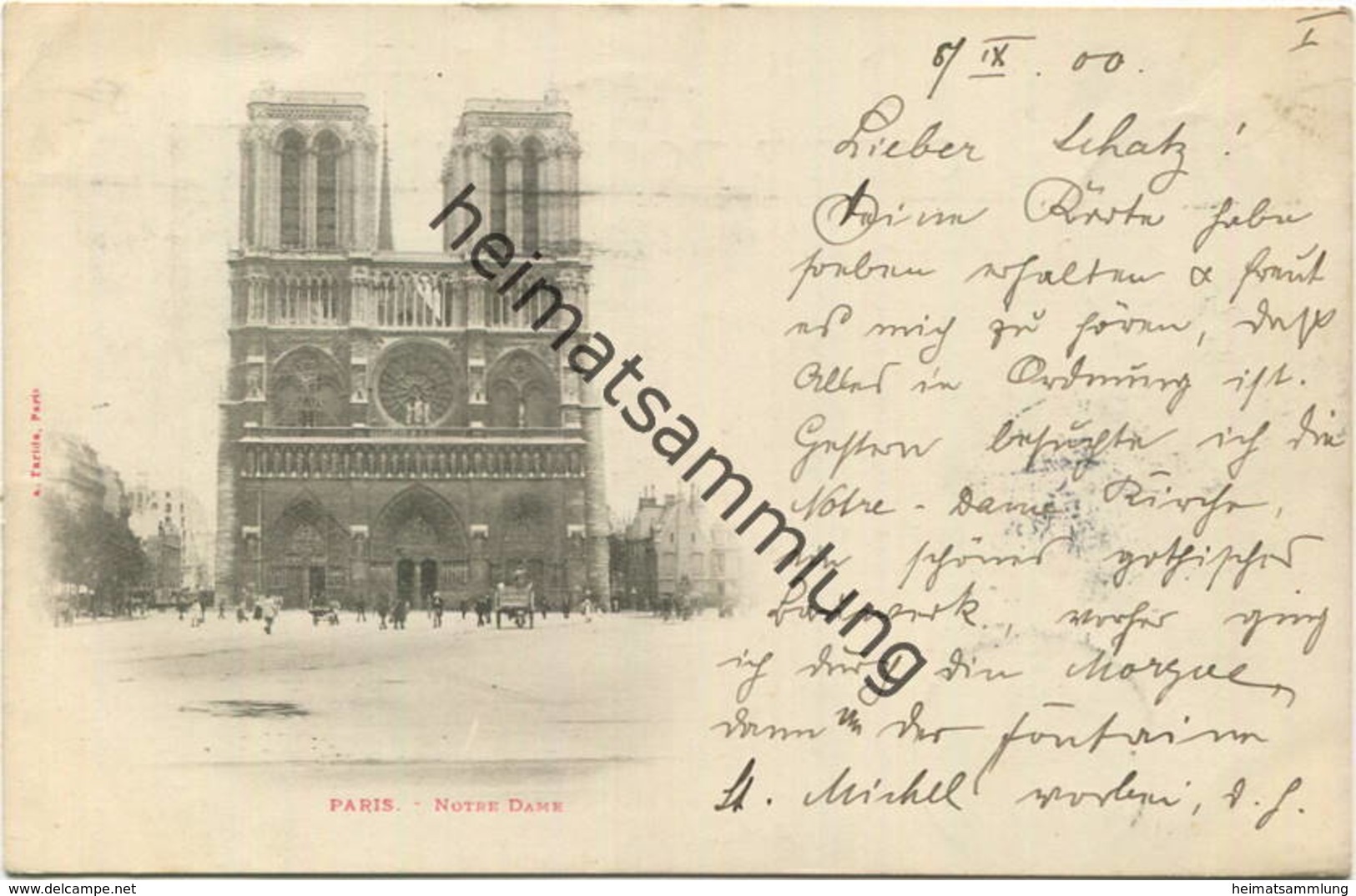 Paris - Notre Dame - Edition A. Taride Paris - Flaggenstempel gel. 1900