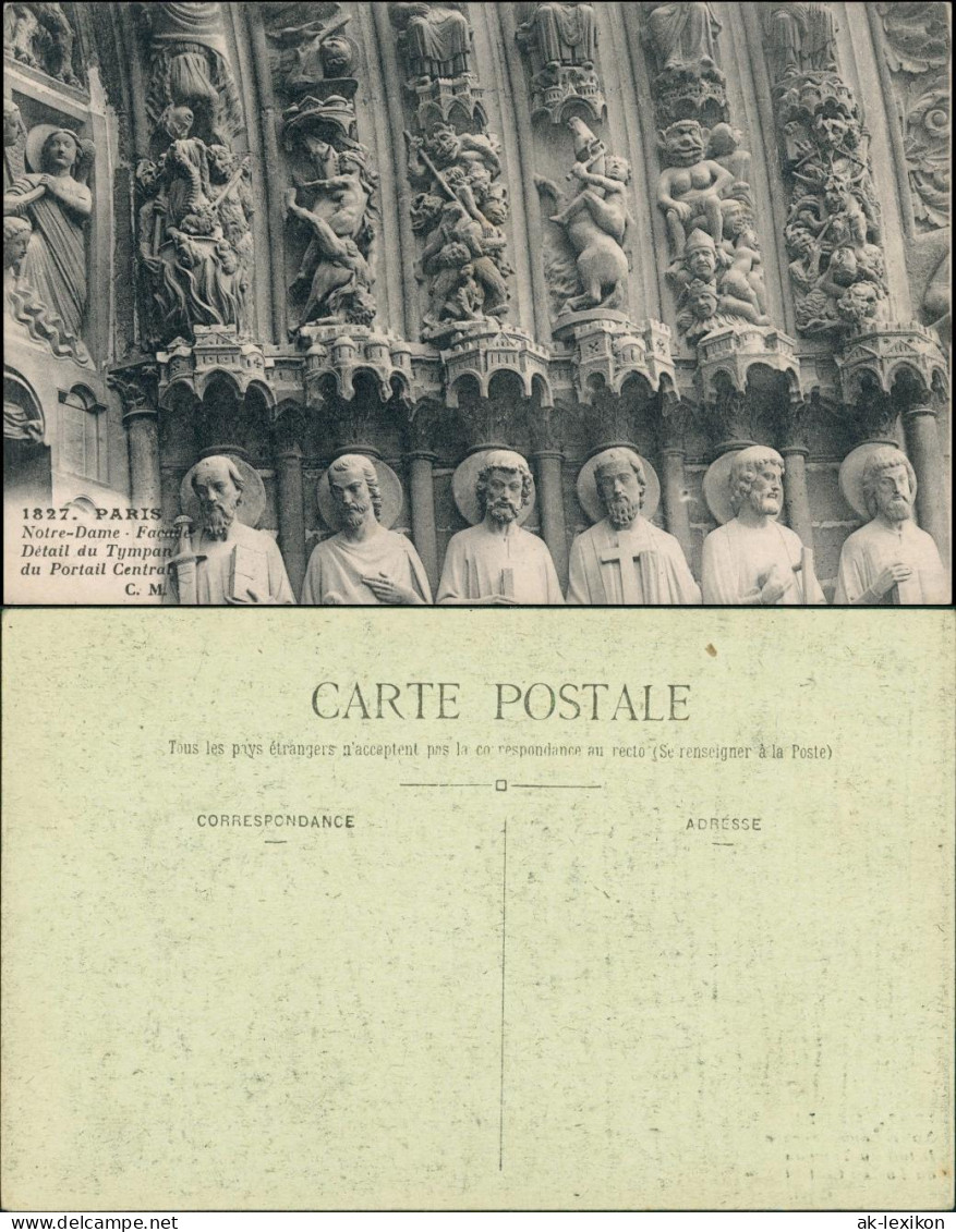Paris Notre-Dame, Facade Détail du Tympan du Portail Central 1925