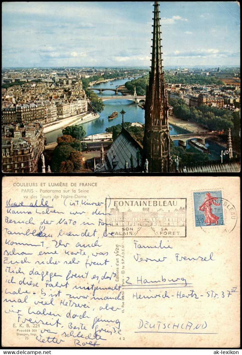 Paris Panorama auf die Seine von den Türmen von Notre-Dame, Paris 1967