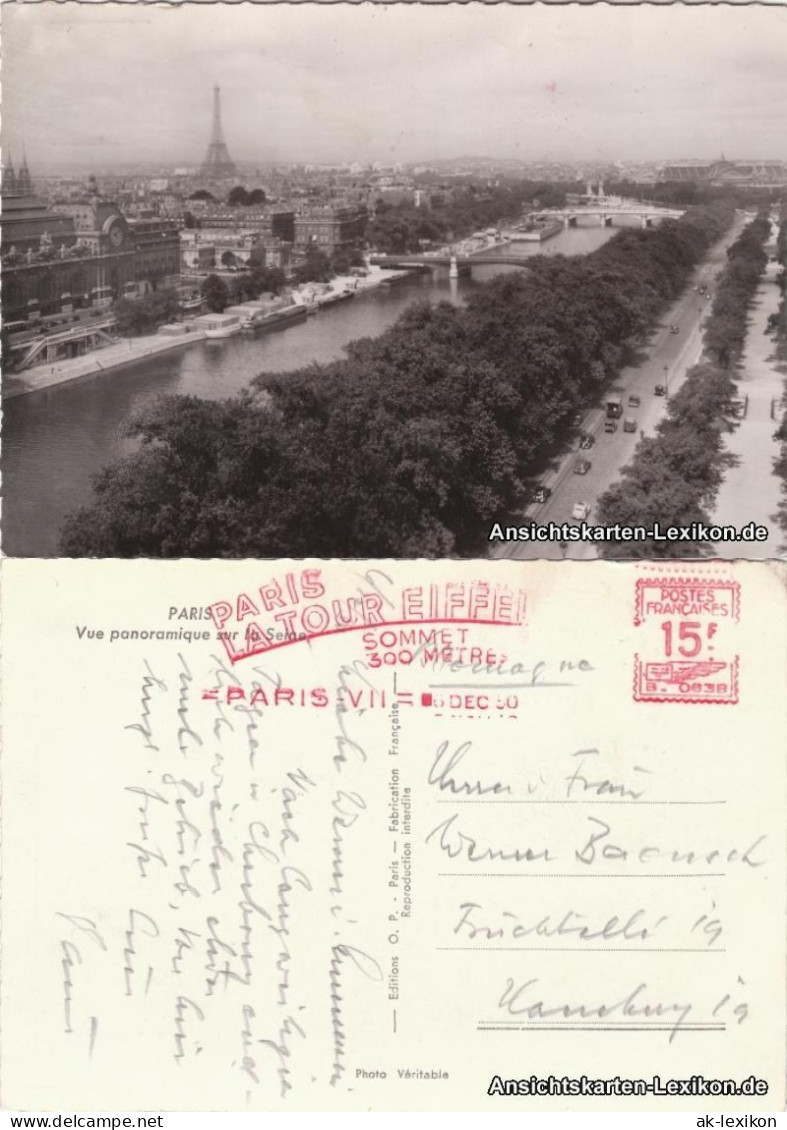 Paris Panorama mit Eiffelturm Foto Ansichtskarte  1960