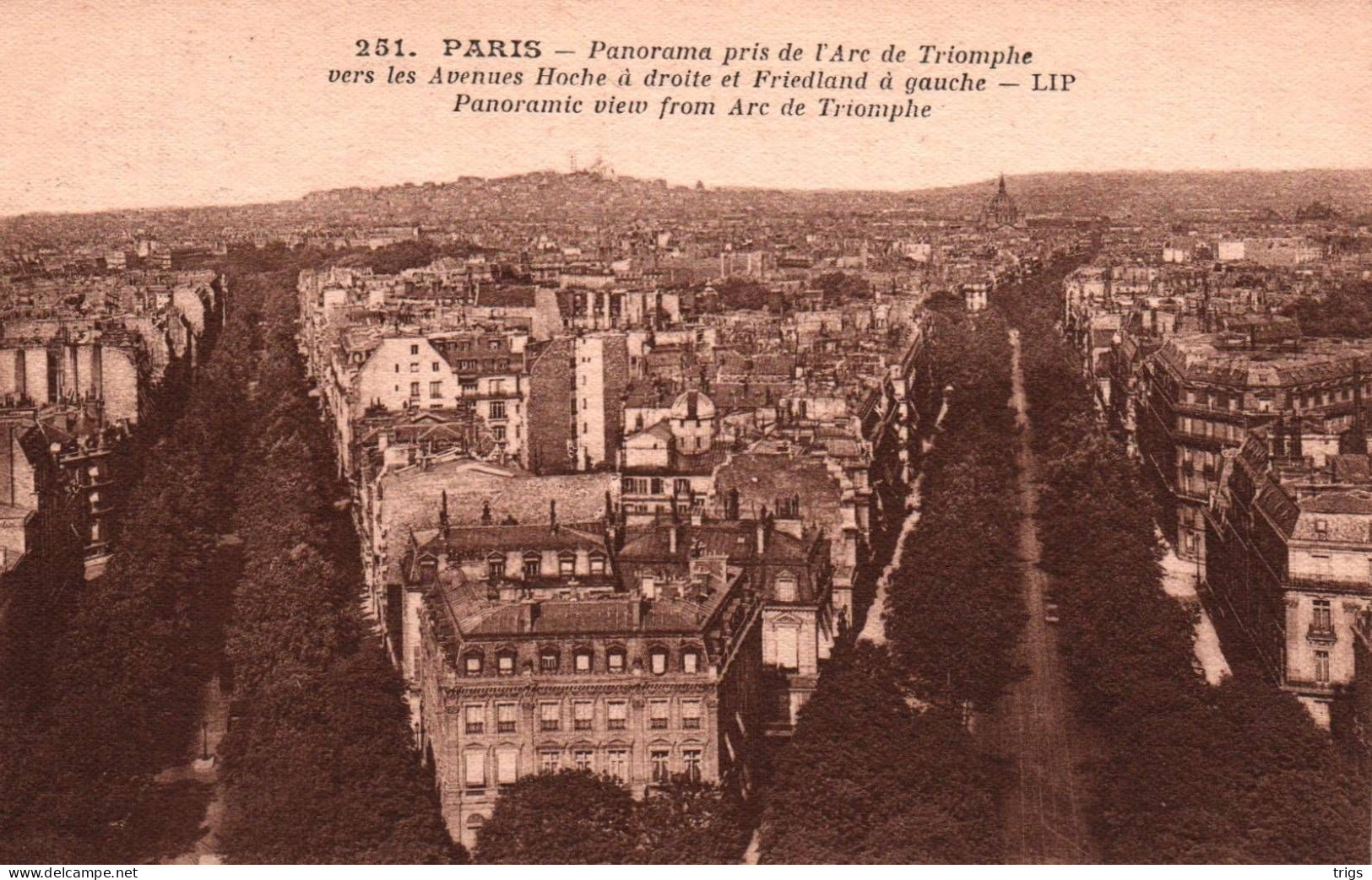 Paris - Panorama pris de l'Arc de Triomphe vers les Avenues Hoche et Friedland