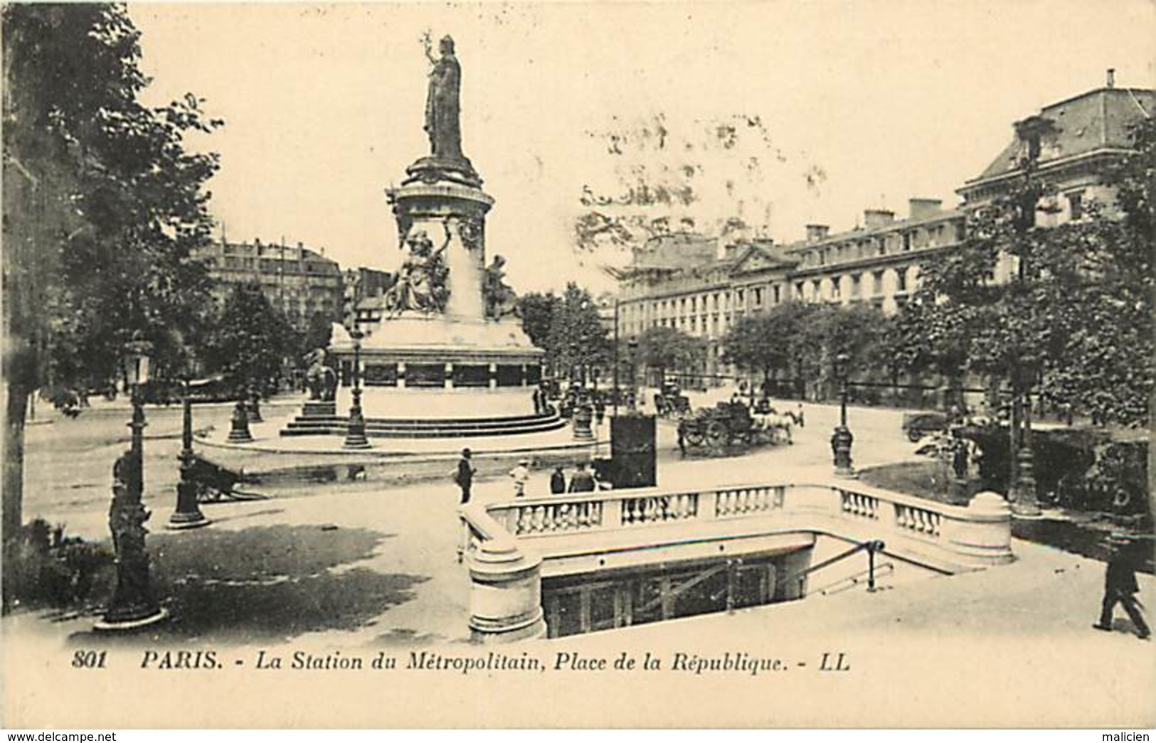 - paris -ref-C39- station du metropolitain - place de la republique - stations de metro - transports - carte bon etat -