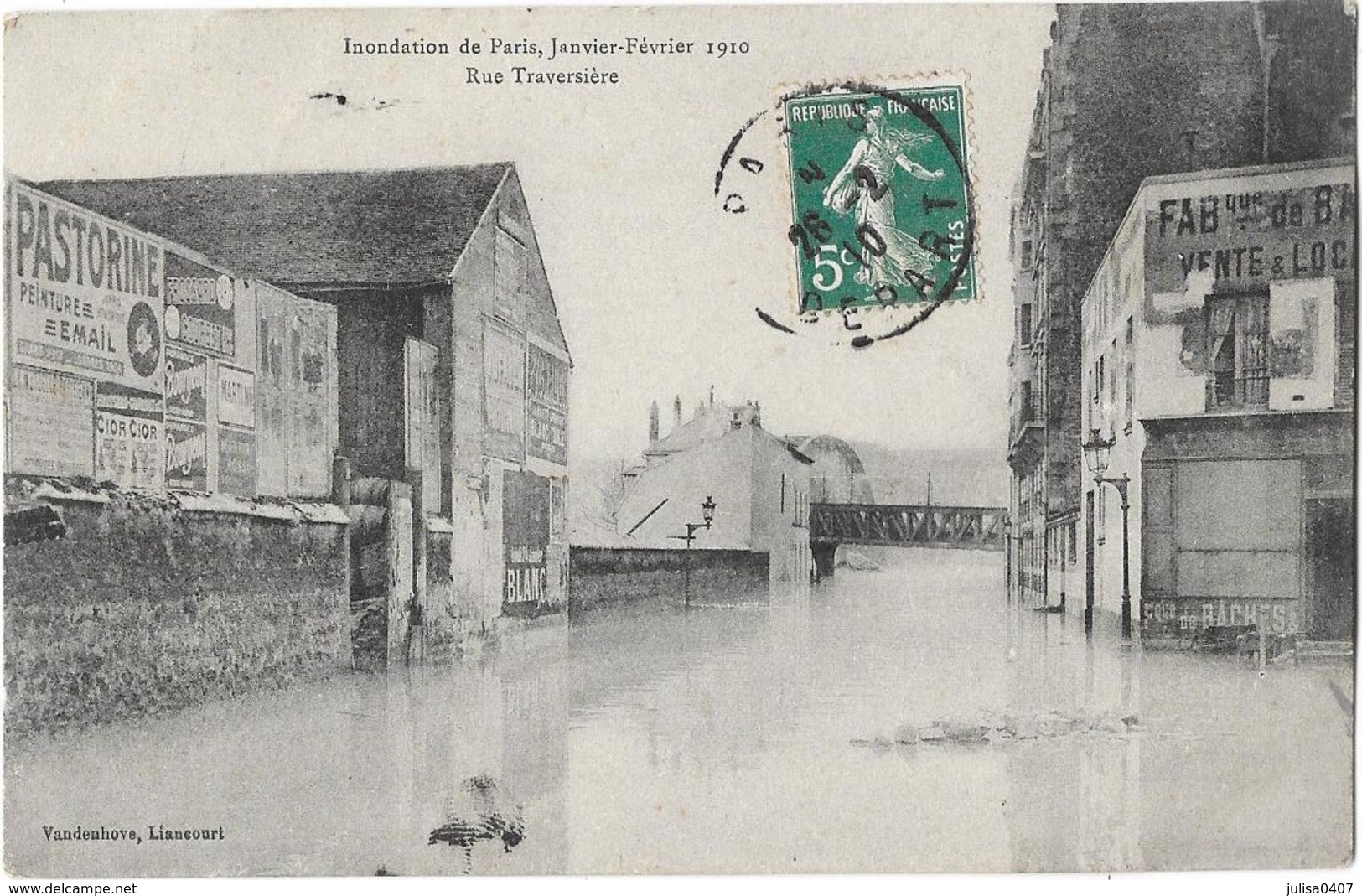 PARIS (XII) inondations 1910 rue Traversière