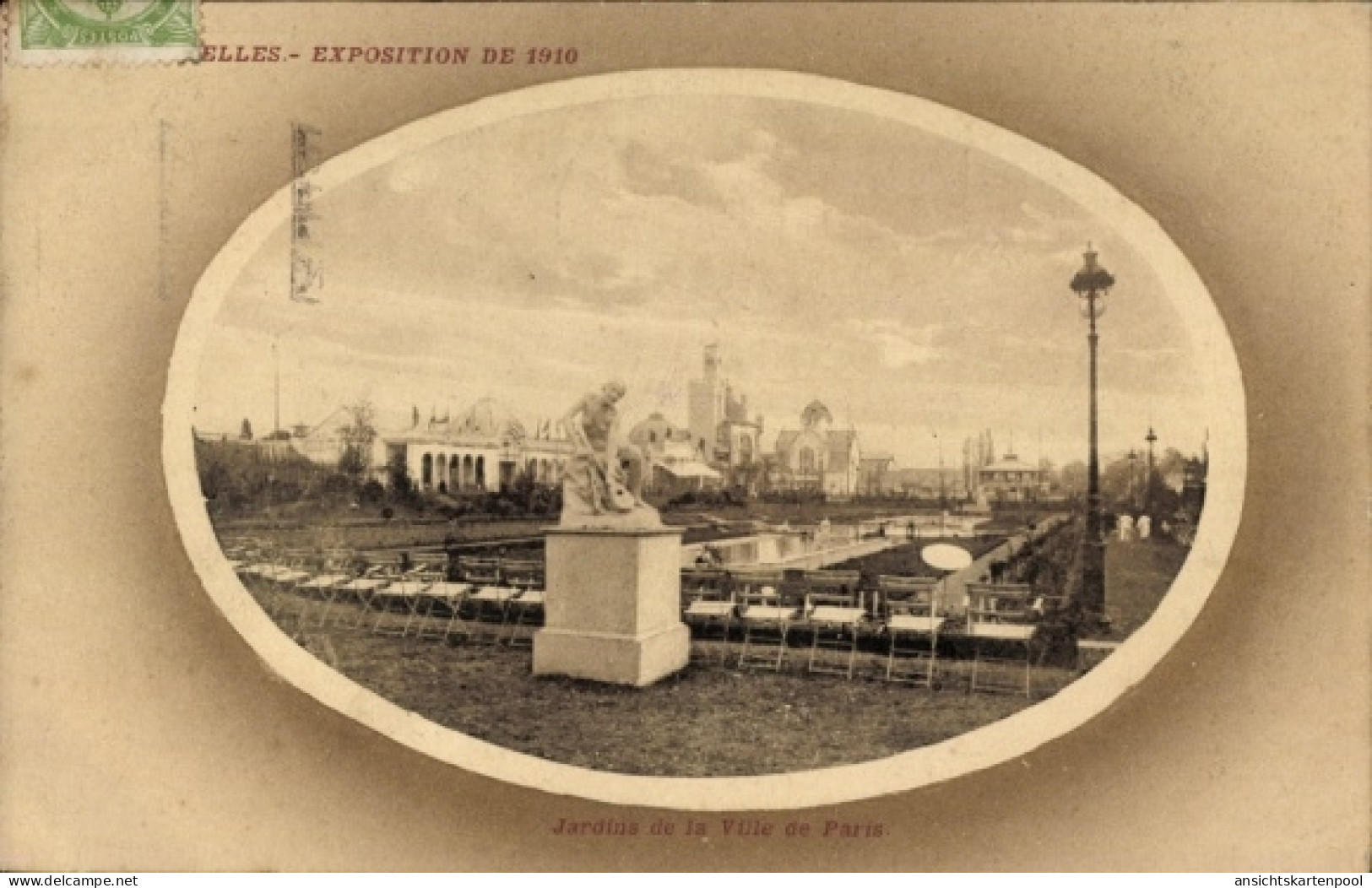 Passepartout CPA Brüssel Brüssel, Ausstellung 1910, Gärten der Stadt Paris
