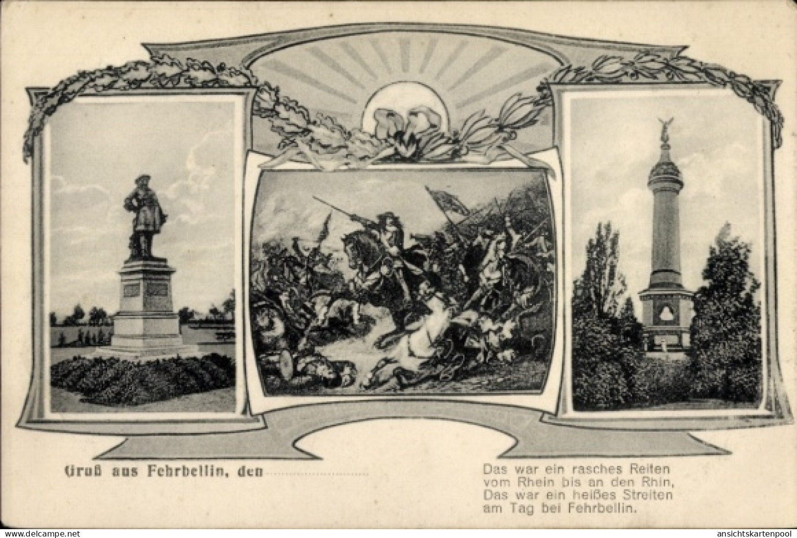 Passepartout CPA Fehrbellin in Brandenburg, Denkmäler, Gemälde