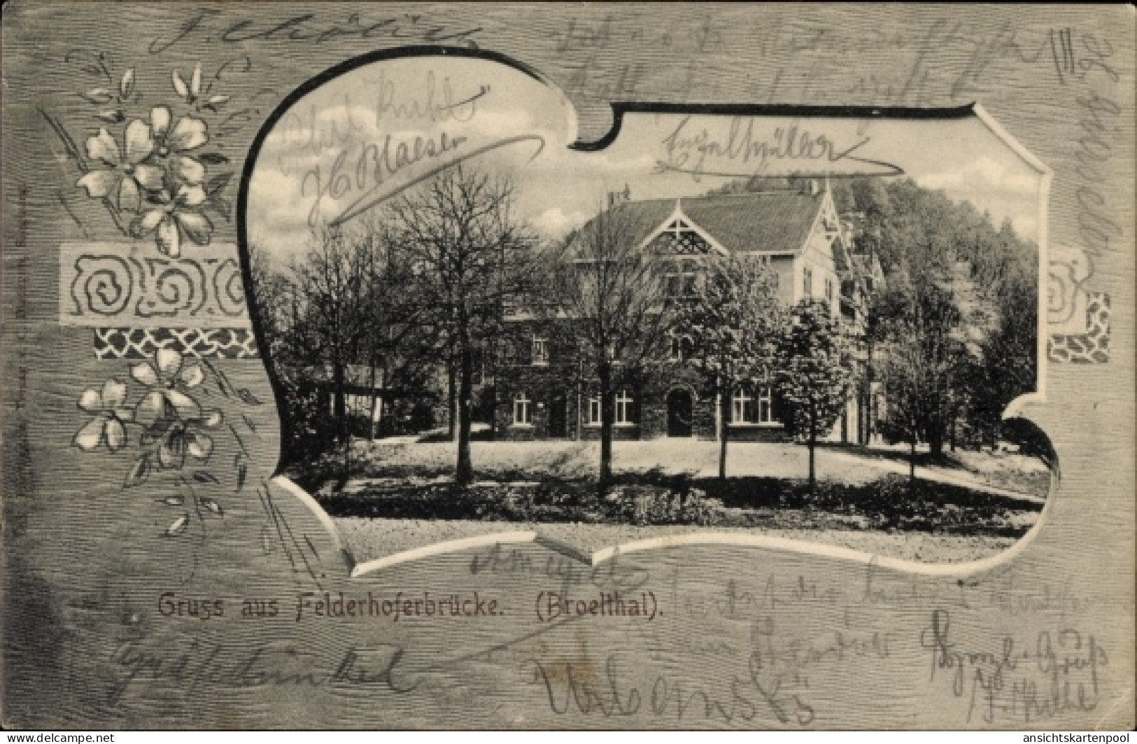 Passepartout CPA Felderhoferbrücke Bröleck Ruppichteroth, Hotel, Bröltal