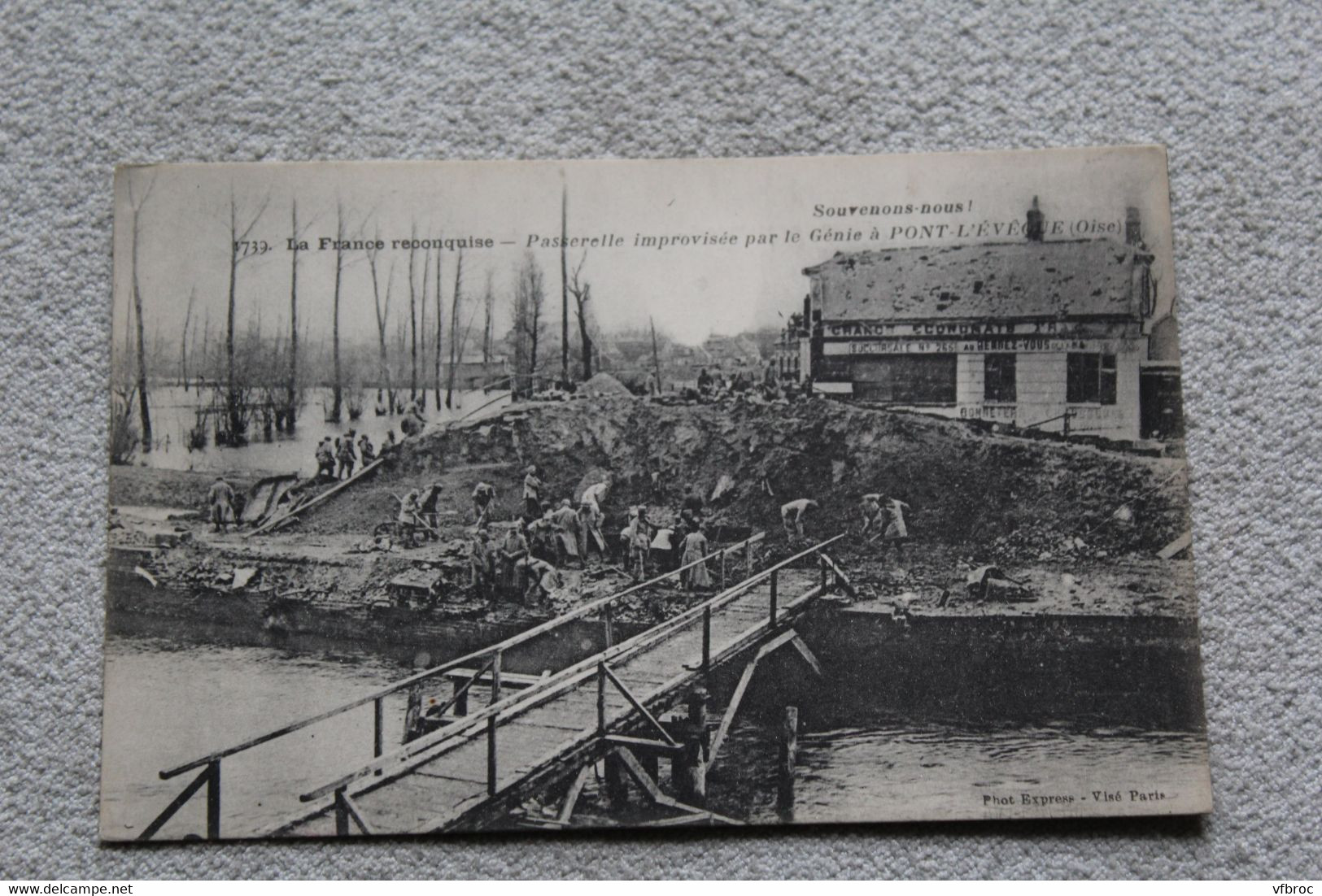 passerelle improvisée par le génie à Pont l'Evêque, Militaria, Oise 60