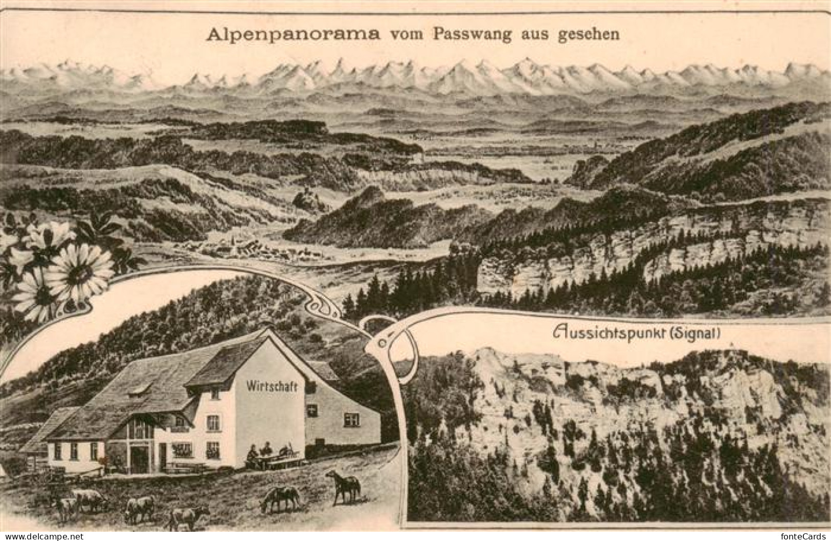 Passwang Balsthal SO Alpenpanorama vom Passwang Wirtschaft Aussichtspunkt