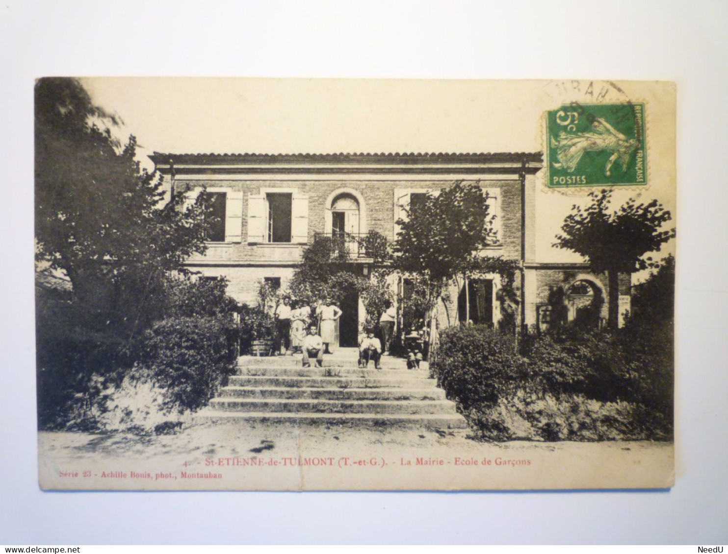 PAT - 1846  SAINT-ETIENNE-DE-TULMONT  :  La MAIRIE  -  ECOLE de GARCONS   1912   XXX
