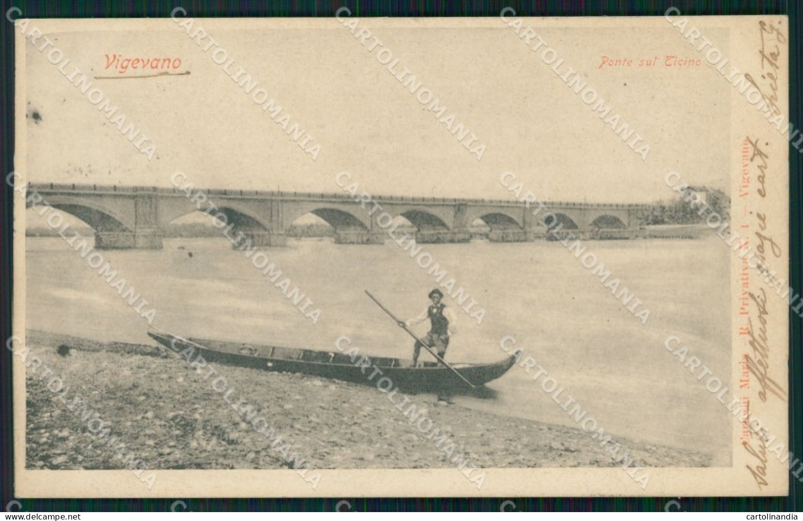 Pavia Vigevano Ticino Barca cartolina KF2376