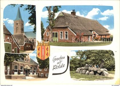 Rolde Kirche Reetdachhaus Ortspartie Felsen