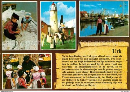 Urk Inselbewohner Trachten Hafenquai Leuchtturm