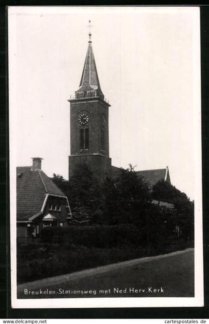 AK Breukelen, Stationsweg met Ned. Herv. Kerk