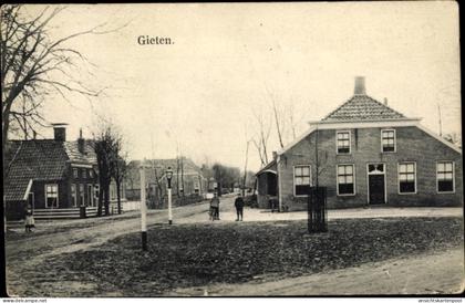 CPA Gieten Drenthe Niederlande, Kreuzung, Häuser