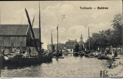 CPA Makkum Friesland Niederlande, Turfmarkt, Ortsansicht