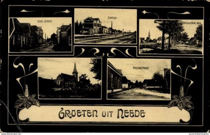 CPA Neede Berkelland Gelderland, Bahnhof, Kirche, Oude Straat, Nieuwstraat