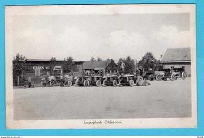 OLDEBROEK prentbriefkaart legerplaats met voertuigen 1930 Amersfoort - Nijverdal