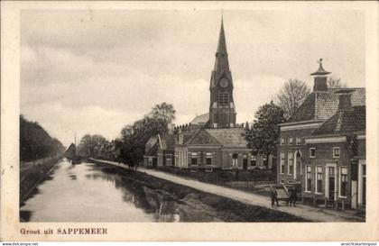 CPA Sappemeer Groningen Niederlande, Kanal, Kirche