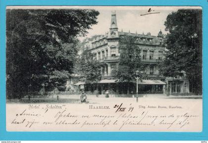 NEDERLAND prentbriefkaart Hotel Scholten 31-12-1899 Harlem naar Amsterdam