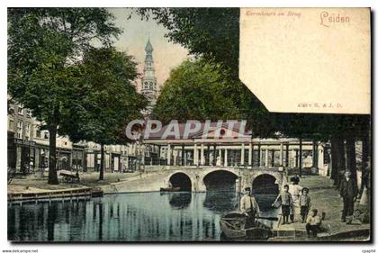 CPA Leiden Korenbeurs en Brug Enfants