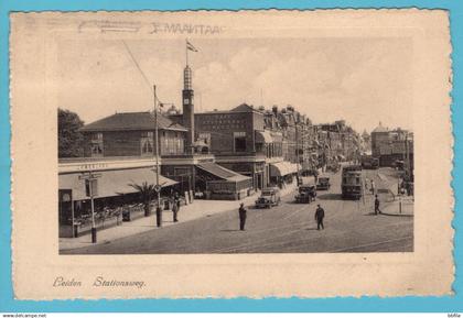 NEDERLAND prentbriefkaart Stationsweg 1939 Leiden - Bingen, Duitsland