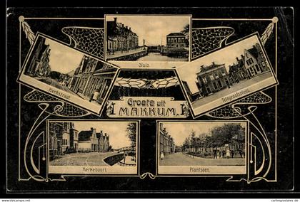 AK Makkum /F., Sluis, Kerkebuurt, Plantsoen