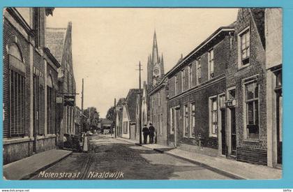NEDERLAND prentbriefkaart Molenstraat 1926 Naaldwijk met reclame stempel groenten naar Pijnacker