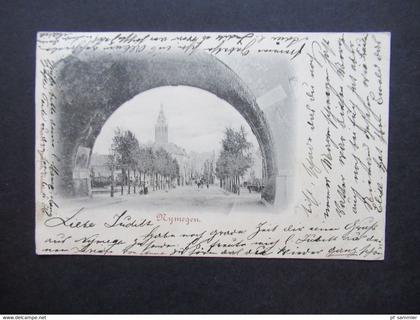 Niederlande 1899 AK Nymegen Bahnpost Stempel Nymegen Station Verlag J. Pomper Veendam Grenzgebiet