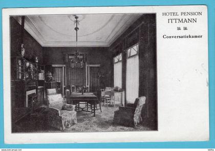NEDERLAND prentbriefkaart Hotel Pension Ittman - Conversatiekamer 1917 Nunspeet - Den Haag