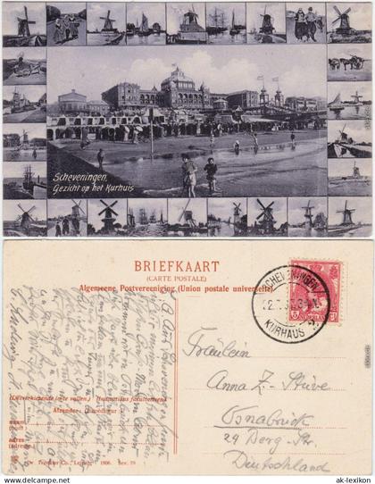 Postkaart Den Haag Den Haag Windmühlen - Strand und Kurhaus 1906