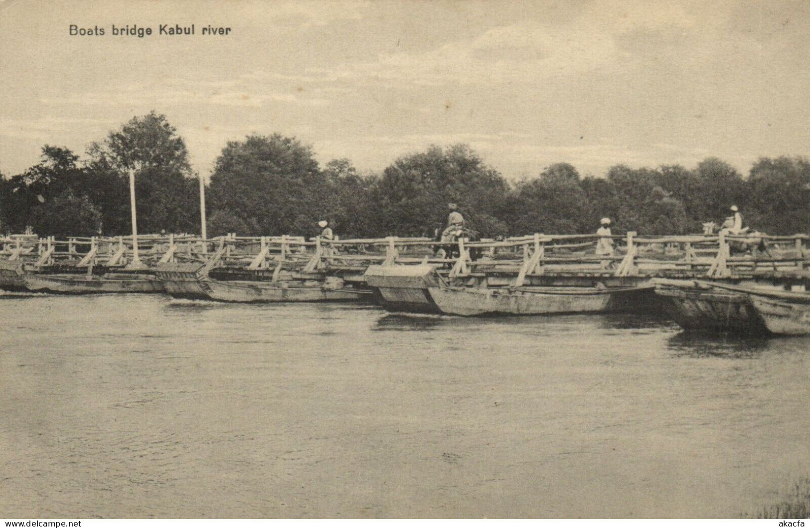 PC AFGHANISTAN KABUL BOATS BRIDGE KABUL RIVER, VINTAGE POSTCARD (b53455)