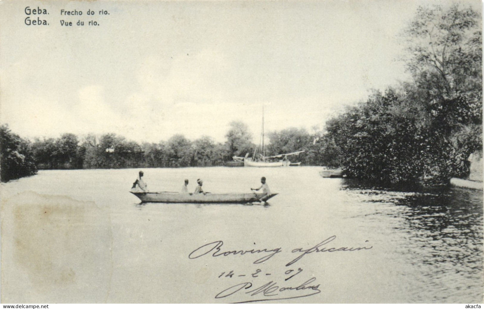 PC AFRICA GUINEA-BISSAU GEBA VUE DU RIO VINTAGE POSTCARD (b64327)