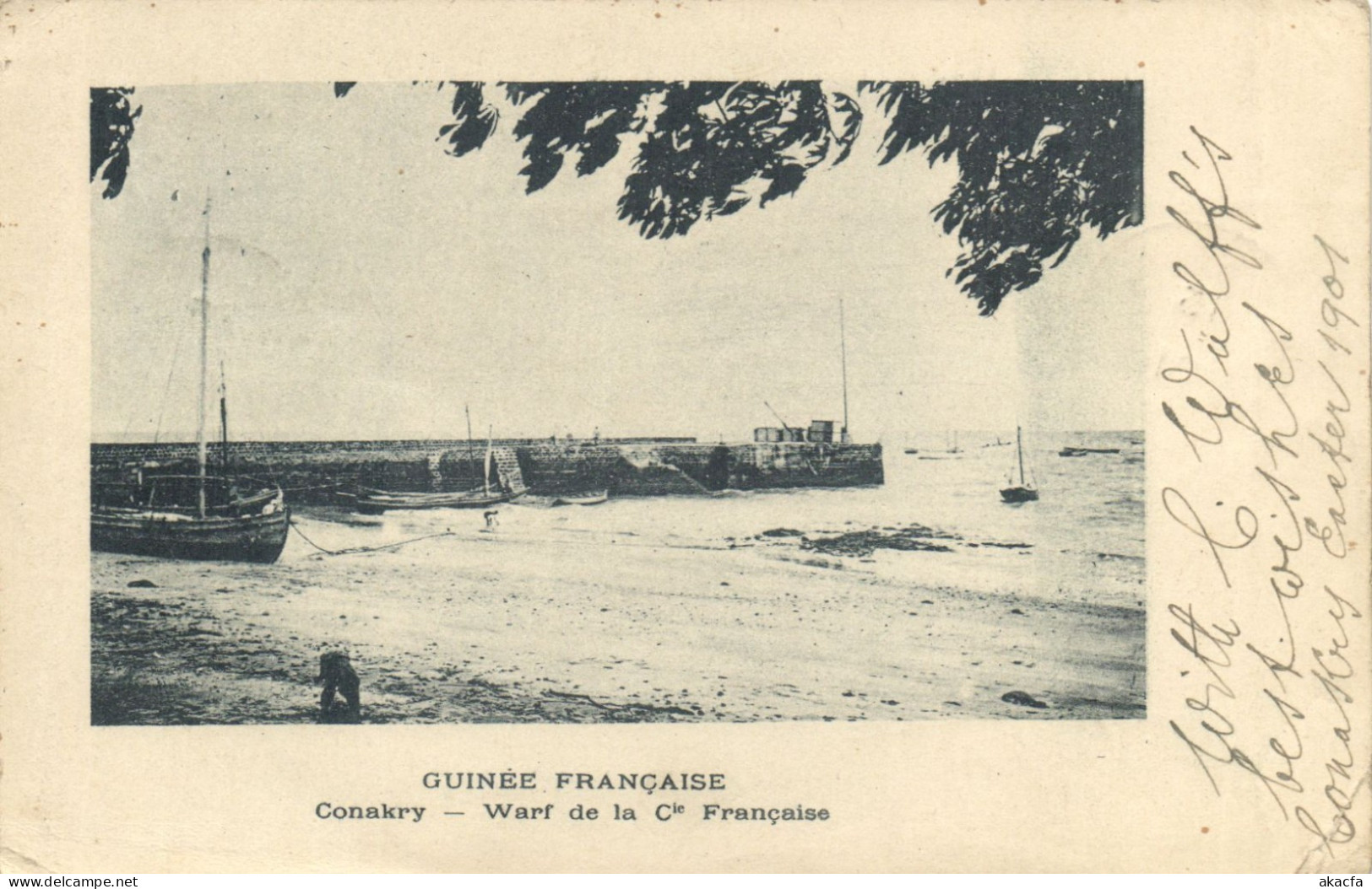 PC AFRICA GUINEA FRENCH GUINEA CONAKRY WARF DE LA CIE. FRANCAISE (b63972)