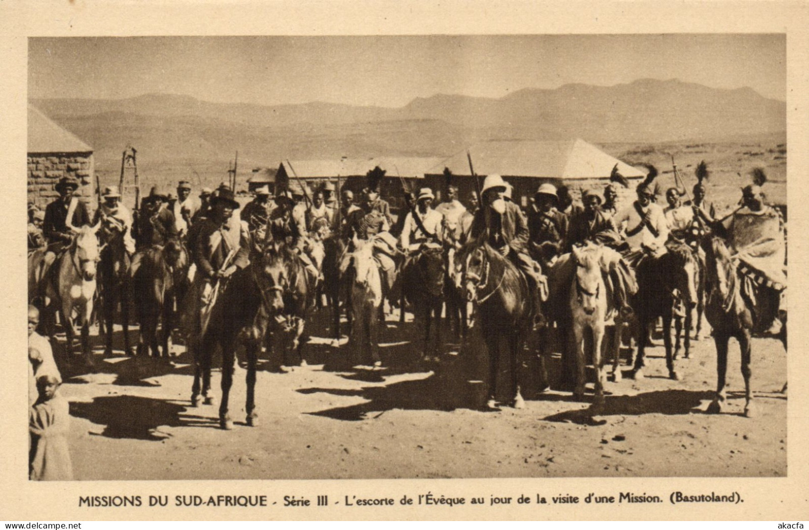PC AFRICA LESOTHO BASUTOLAND MISSIONS ESCORTE DE L'EVEQUE VINTAGE PC (b64316)