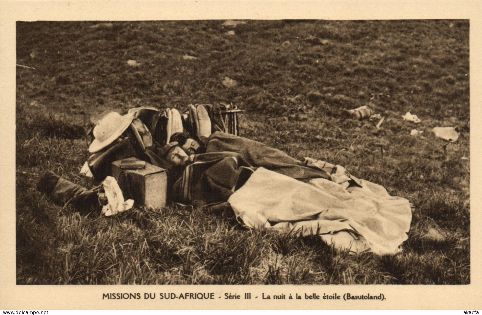PC AFRICA LESOTHO BASUTOLAND MISSIONS SLEEPING VINTAGE POSTCARD (b64313)